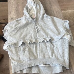 Urban Outfitters Gray Ruffle Hoodie